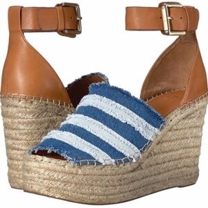 NWOT Marc Fisher ‘Adria’ Denim Espadrille Heels Size 7.5